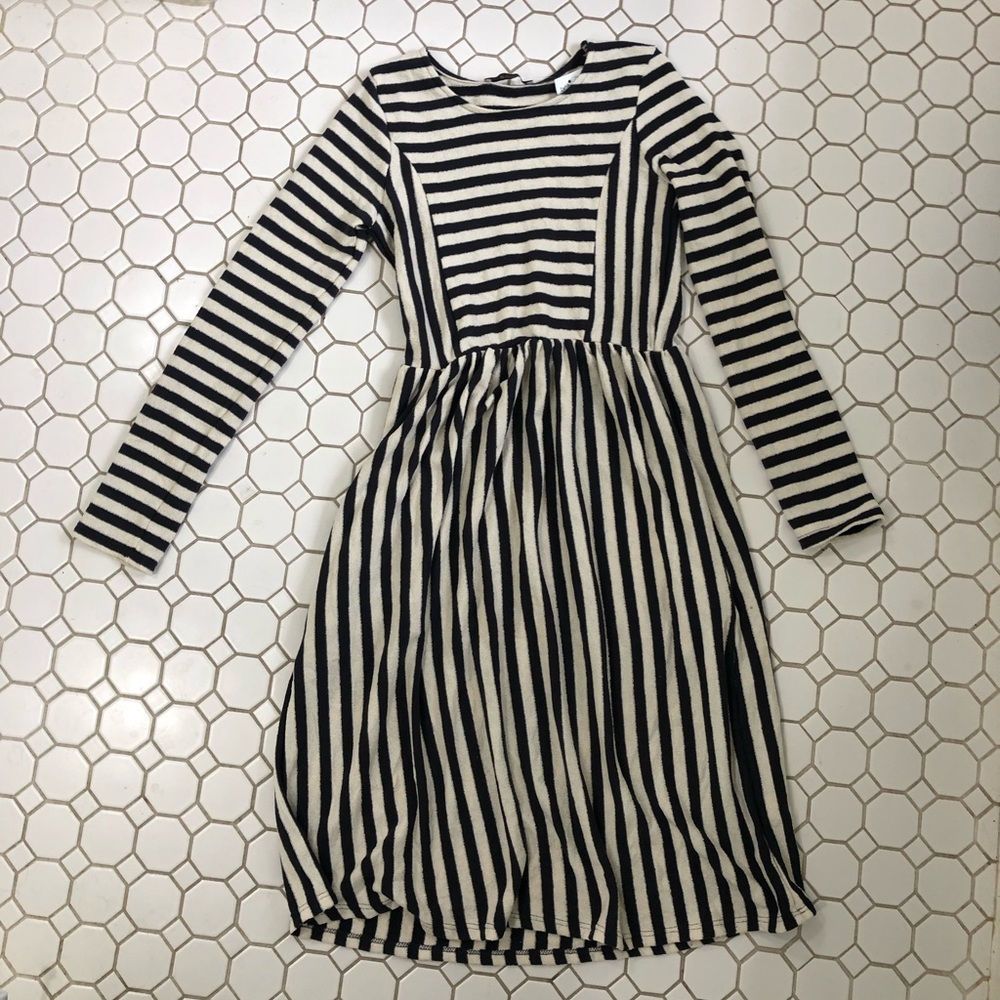 Böhme midi dress - cream and charcoal/navy